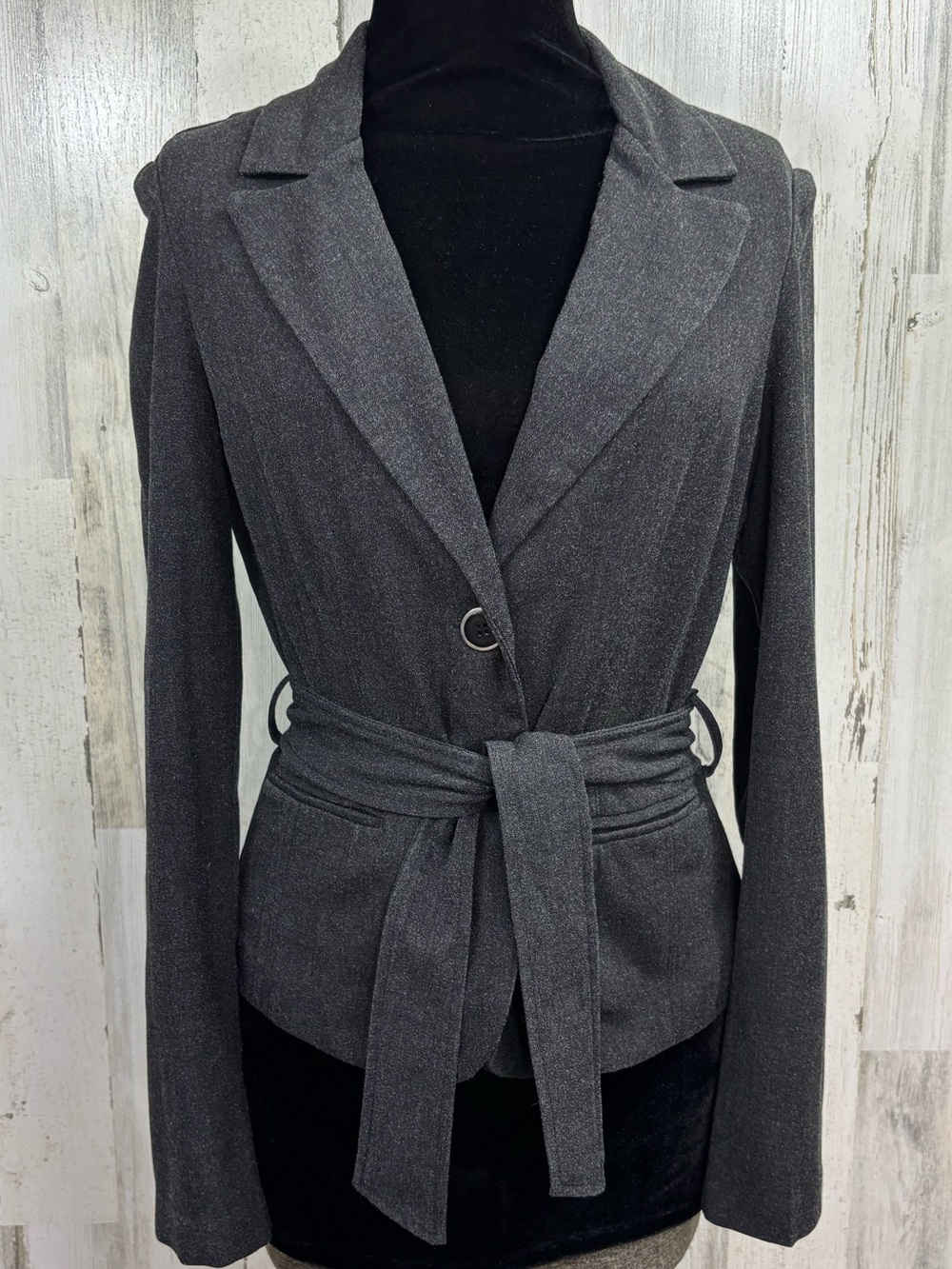 A. Byer Vintage Charcoal Belted Blazer Jacket